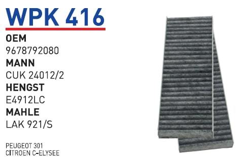 WUNDER WPK416 POLEN  FİLTRESİ - PEUGEOT 301