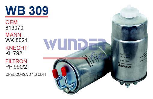 WUNDER WB309 MAZOT  FİLTRESİ - OPEL CORSAD 1,3 CDTİ