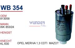 WUNDER WB354 MAZOT FİLTRESİ - OPEL MERİVA 1,3 CDTİ