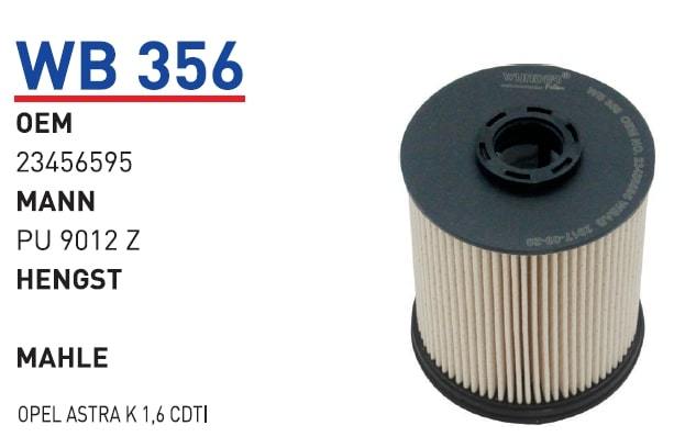 WUNDER WB356 MAZOT FİLTRESİ - OPEL ASTRA K 1,6 CDTİ