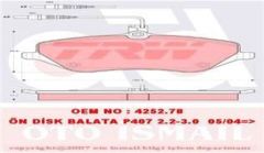 Trw Gdb1595 Fren Balatası Ön Fişli 407 2004 Sonrası 607 2000 Sonrası / C5 2008 Sonrası C6 05