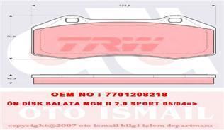 Trw Gdb1606 Fren Balatası Ön Clıo Iıı 2006 Sonrası 2.0 16V Sport Megane Iı