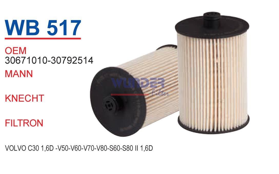 WUNDER WB517 MAZOT FİLTRESİ - VOLVO S60-S80-V70-XC70-XC90 2,4 D5