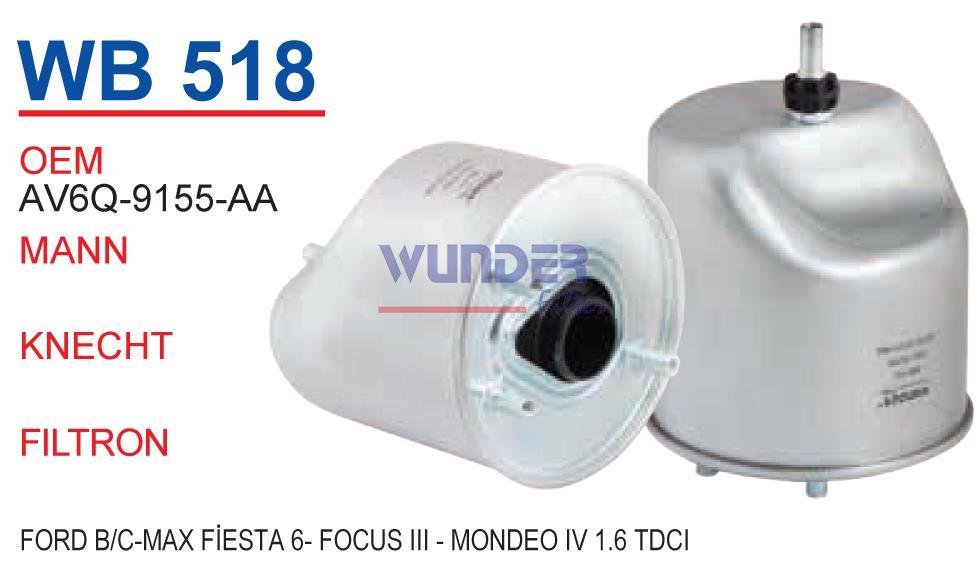 WUNDER WB518 MAZOT FİLTRESİ - VOLVO C30 1,6D -V50-V60-V70-V80-S60