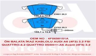 Trw Gdb1617 Fren Balatası Ön Fişli Vectra C 2002 Sonrası 2.8 V6 / A4 04-08