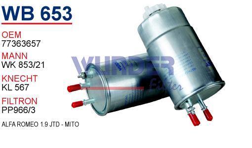 WUNDER WB653 MAZOT FİLTRESİ - FİAT DOBLO 1,9 JTD - LiNEA - GRANDE