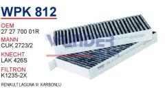 WUNDER WPK812 POLEN FİLTRESİ - RENAULT LAGUNA III POLEN KARBONLU