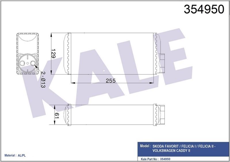 Kale 354950 Kalorifer Radyatörü Skoda: Favorıt / Felıcıa I Iı / V