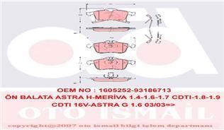 Trw Gdb1668 Fren Balatası Ön Astra H 2004 Sonrası Corsa C 03-09 1.7 Cdtı C