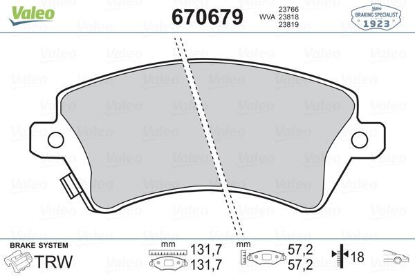 VALEO 670679 ÖN BALATA COROLLA 1.4-1.6-1.4VVTİ-1.6VVTİ-1.8 VVTİ (