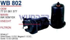 WUNDER WB802 MAZOT FİLTRESİ - RENAULT MEGANE II - SCENiC II 1.5 D