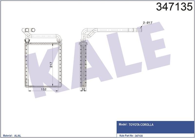 Kale 347135 Kalorifer Radyatörü Corolla 1.4 Vvtı 1.6 Vvtı 02-07