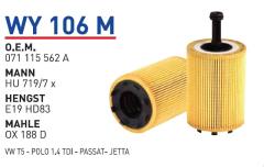 WUNDER WY106M YAĞ FİLTRESİ - VOLKSWAGEN T5 - POLO 1.4 TDI - PASSA