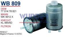 WUNDER WB809 MAZOT FİLTRESİ - Renault Megane III-Fluence 1.5 DCİ