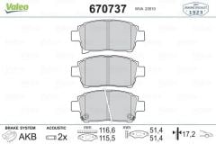 VALEO 670737 DİSK FREN BALATASI ÖN ASCENT 2001-2003-CELICA 1999-2