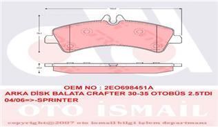 Trw Gdb1699 Fren Balatası Arka Crafter 2006 Sonrası / Sprınter 2006 Sonrası 5 Ton Ç