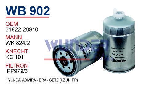 WUNDER WB902 MAZOT FİLTRESİ - HYUNDAi ADMiRA - ERA - GETZ (UZUN T