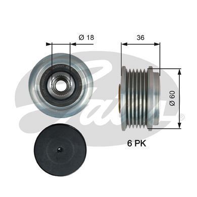 Gates Oap7215 Alternatör Kasnağı Rulmanlı Toyota Aygo 1.0  2014 Sonrası 108