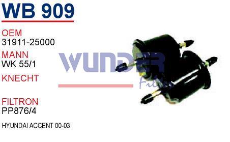 WUNDER WB909 BENZİN FİLTRESİ - HYUNDAi ACCENT 00-03