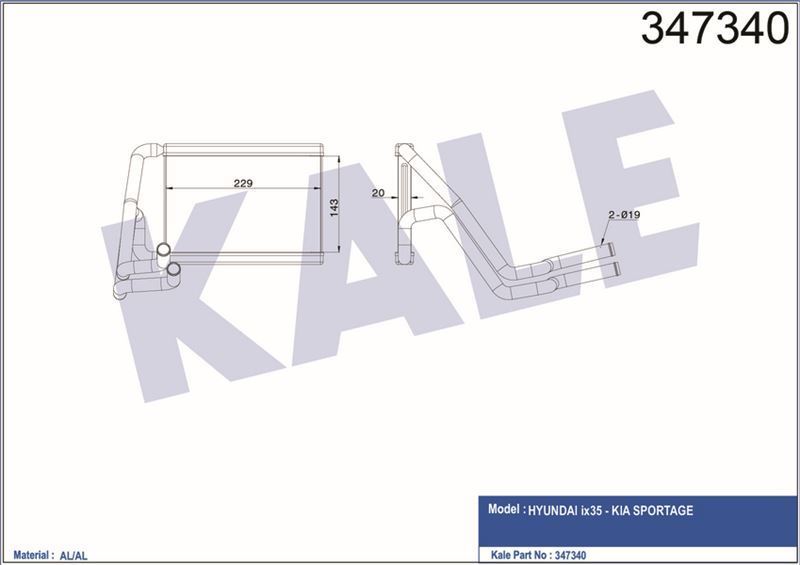 Kale 347340 Kalorifer Radyatörü İx35 2009 Sonrası 97138-2Y000