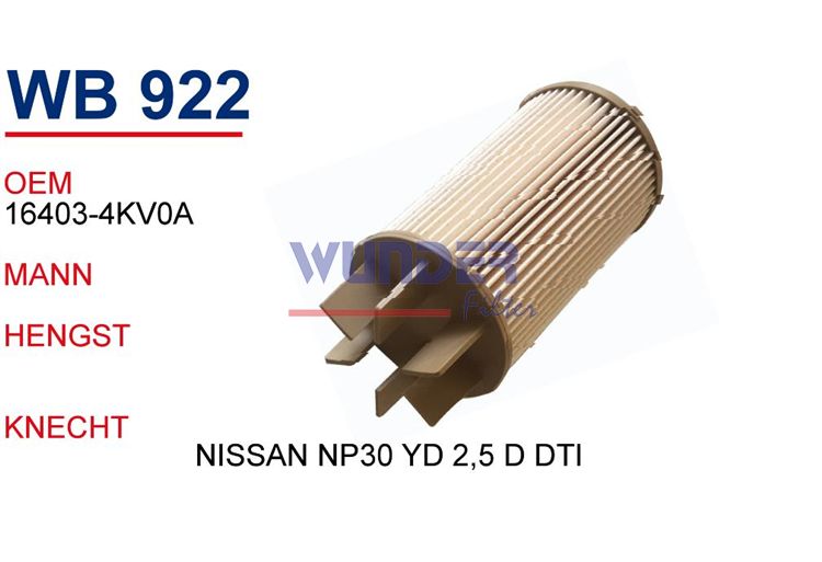 WUNDER WB922 MAZOT FİLTRESİ - NİSSAN NP30 YD 2,5 DDTİ