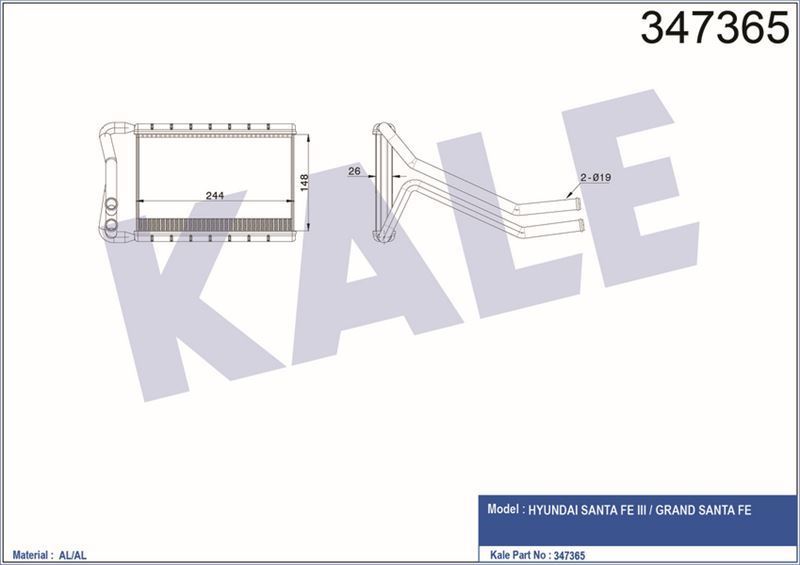 Kale 347365 Kalorifer Radyatörü Santafe  2012 Sonrası 97138-W000