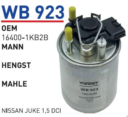 WUNDER WB923 MAZOT FİLTRESİ - NİSSAN JUKE 1,5 DCİ