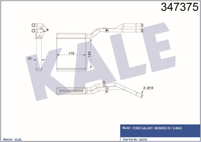 Kale 347375 Kalorifer Radyatörü Mondeo Iv 07-14 Smax Galaxy 06-15