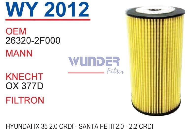 WUNDER WY2012 YAĞ FİLTRESİ - KiA SORENTO II 2,0-2.2 CRDİ -KIA SPO