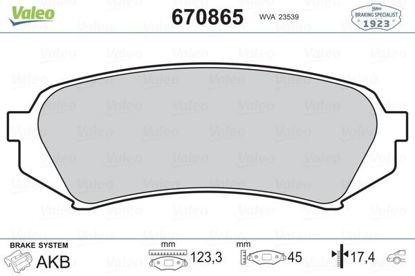 VALEO 670865 BALATA ARKA DİSK LEXUS LX 4.7 (98-08) TOYOTA LAND CR