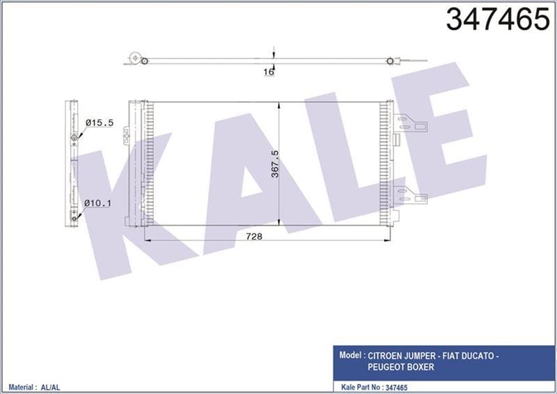Kale 347465 Klima Radyatörü Cıtroen: Jumper / Peugeot: Boxer 2.2H
