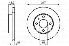 Bosch 986478459 Fren Diski Ön Almera 95-00 Havalı 247Mm