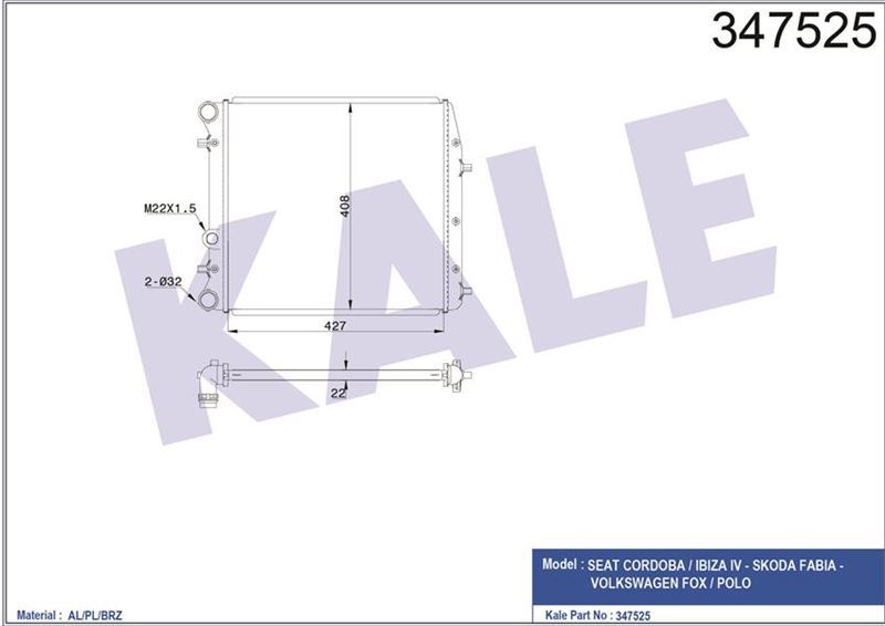 Kale 347525 Radyatör 2001 Sonrası Polo 1.4 1.9