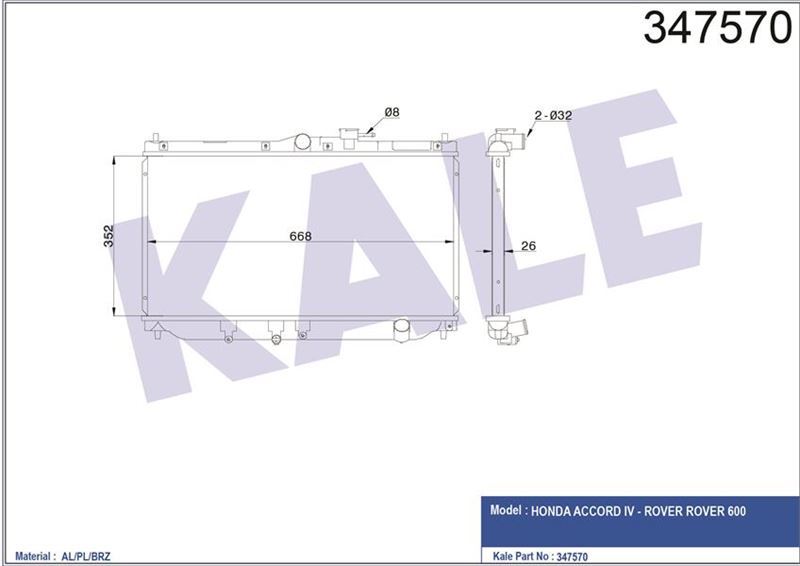 Kale 347570 Radyatör Accord 90-