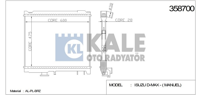 Kale 358700 Radyatör Dm Ax Mekanık Al-Pl-Brz 475X588X26