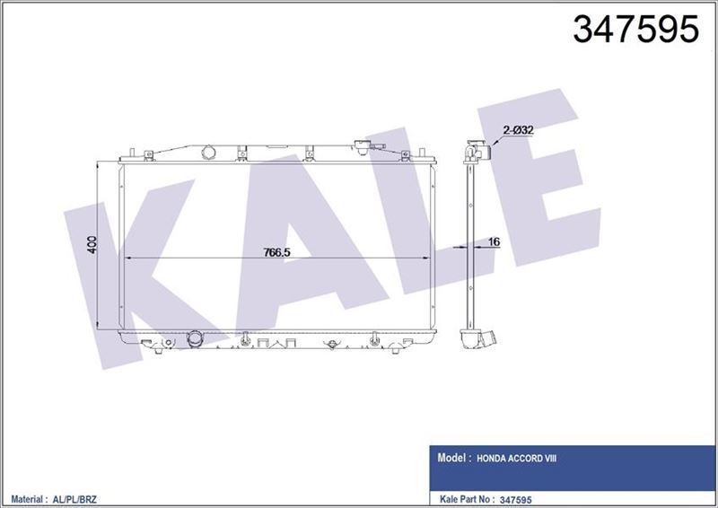 Kale 347595 Radyatör Otomatik Accord 2008 Sonrası 19010-R40 A51
