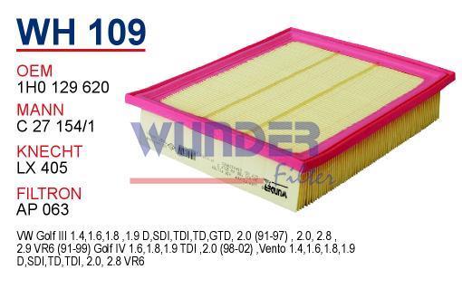 WUNDER WH109 HAVA FİLTRESİ - VOLKSWAGEN GOLF 3 VENTO