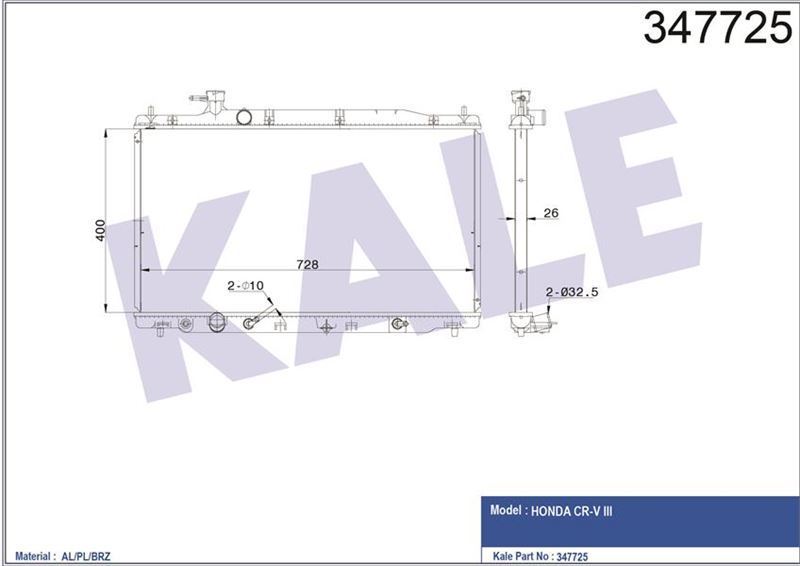 Kale 347725 Radyatör Otomatik Crv 2.0 2007 Sonrası 19010-Rzp-G51