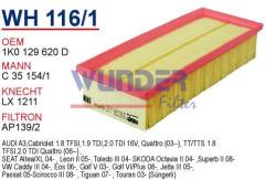 WUNDER WH116/1 HAVA FİLTRESİ - VOLKSWAGEN GOLF V 1.9-2.0 - CADDY