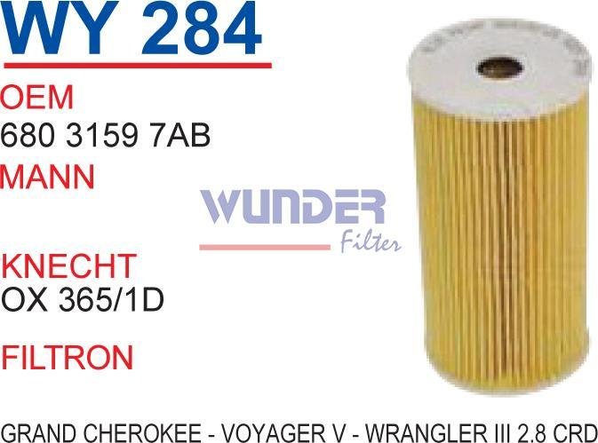 WUNDER WY284 YAĞ FİLTRESİ -  GRAND CHEROKEE - VOYAGER V - WRANGLE