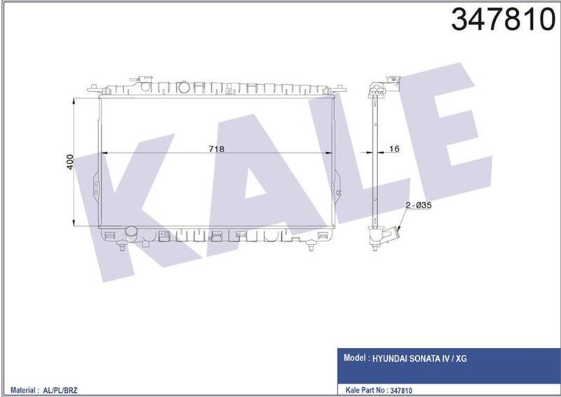 Kale 347810 Radyatör Mekanık Sonata 98-01 25310-38001