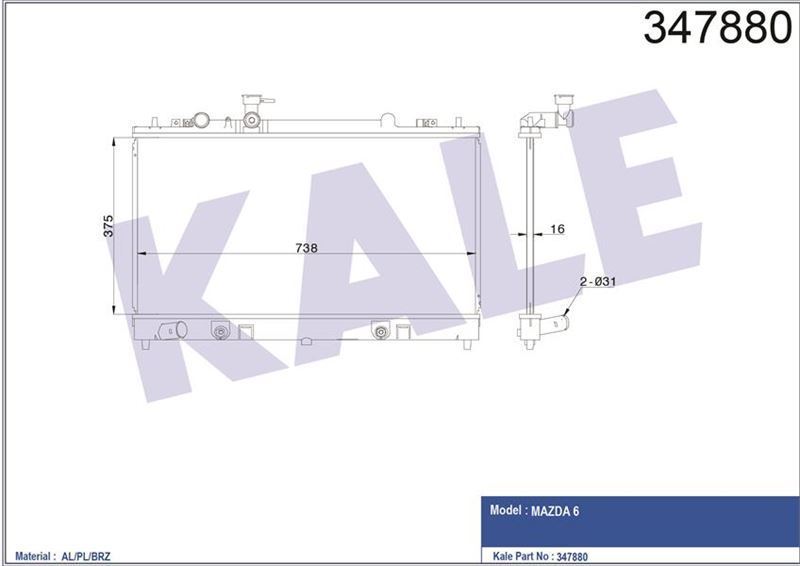 Kale 347880 Radyatör Mekanık Mazda6 02-07 L32715200A