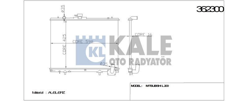 Kale 362300 Radyatör L200 Al Pl Brz 425X598X26