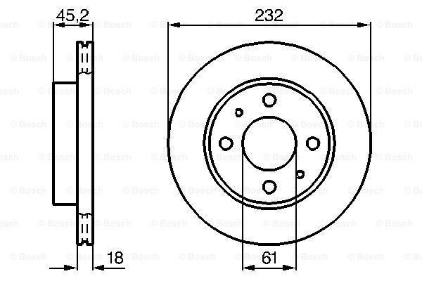 Bosch 986478650 Fren Diski Ön Almera 95-00  Havalı 232Mm