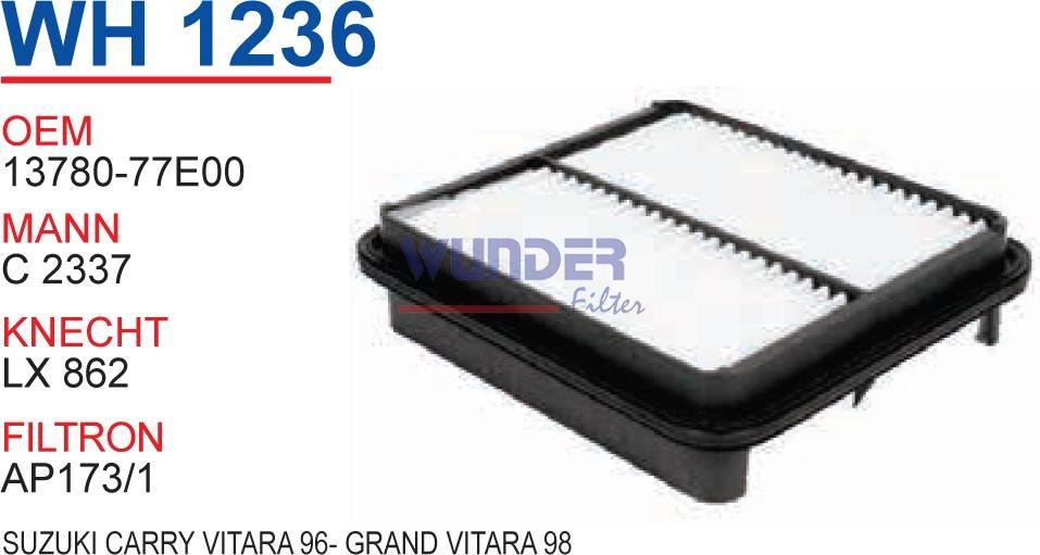 WUNDER WH1236 HAVA FİLTRESİ - SUZUKi CARRY ViTARA 96- GRAND ViTAR