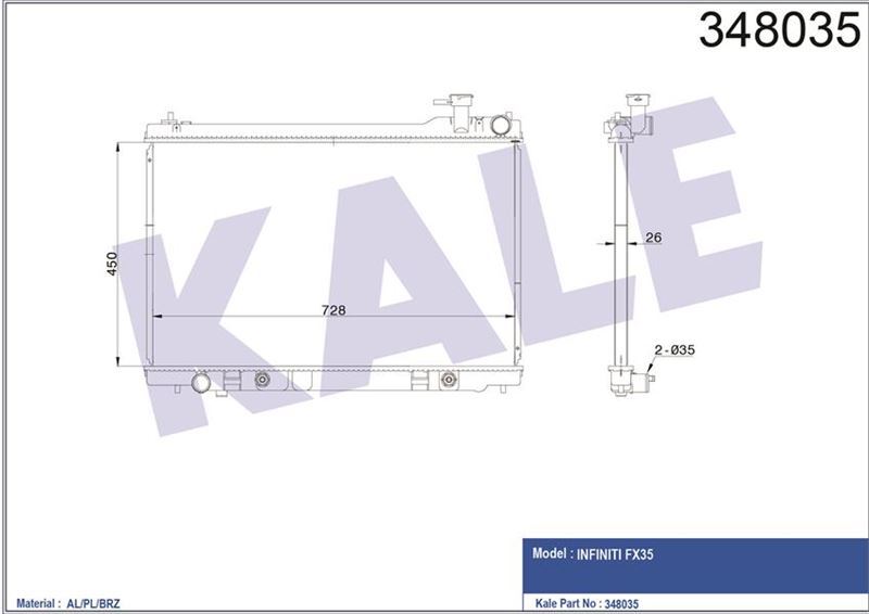 Kale 348035 Radyatör Al/Pl/Brz Fx35 At