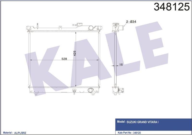 Kale 348125 Radyatör Mekanık Grand Vıtara 1.6 4×4 98-03 17700-66D