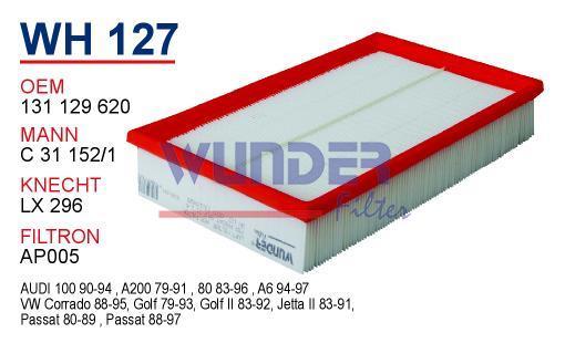 WUNDER WH127 HAVA FİLTRESİ - VOLKSWAGEN PASSAT - GOLF II 1.6 TD