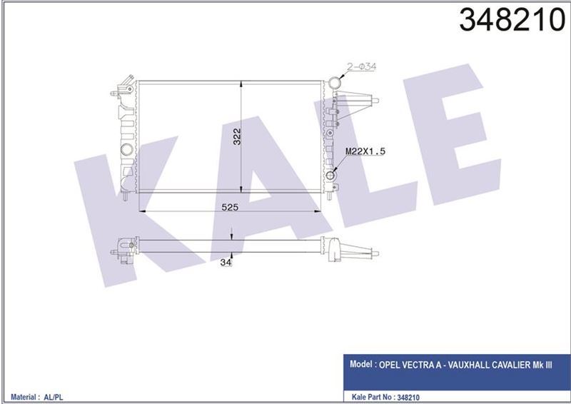 Kale 348210 Radyatör Al/Mknk Vectra A 88 1.6-1.8-Vauxhall Cavalıe
