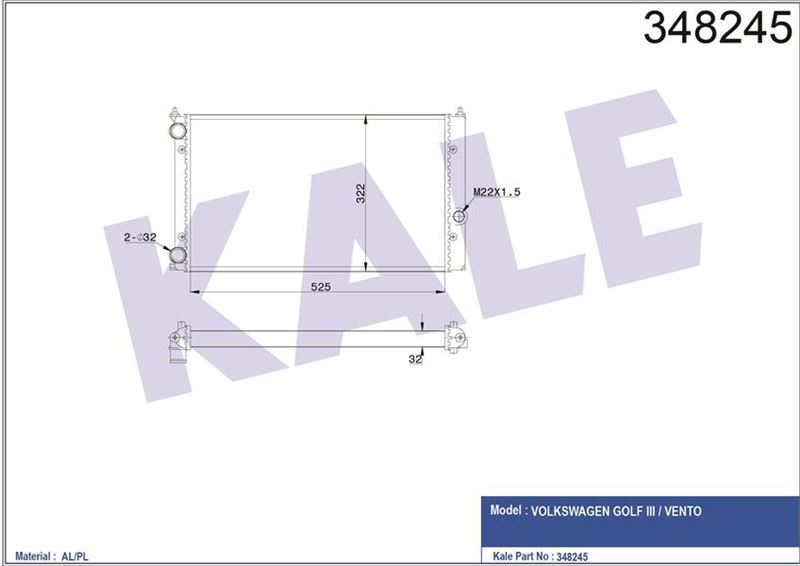 Kale 348245 Radyatör Golf Iıı Vento 1.8 Ac